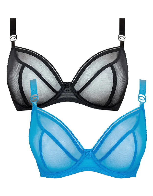 Curvy Kate Lifestyle Plunge Bra 2-Pack Black and Capri Blue